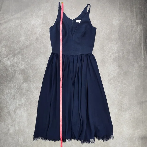 Dress the Population NWOT Alicia Midnight Blue Crepe Bodice Chiffon Dress - Picture 15 of 15